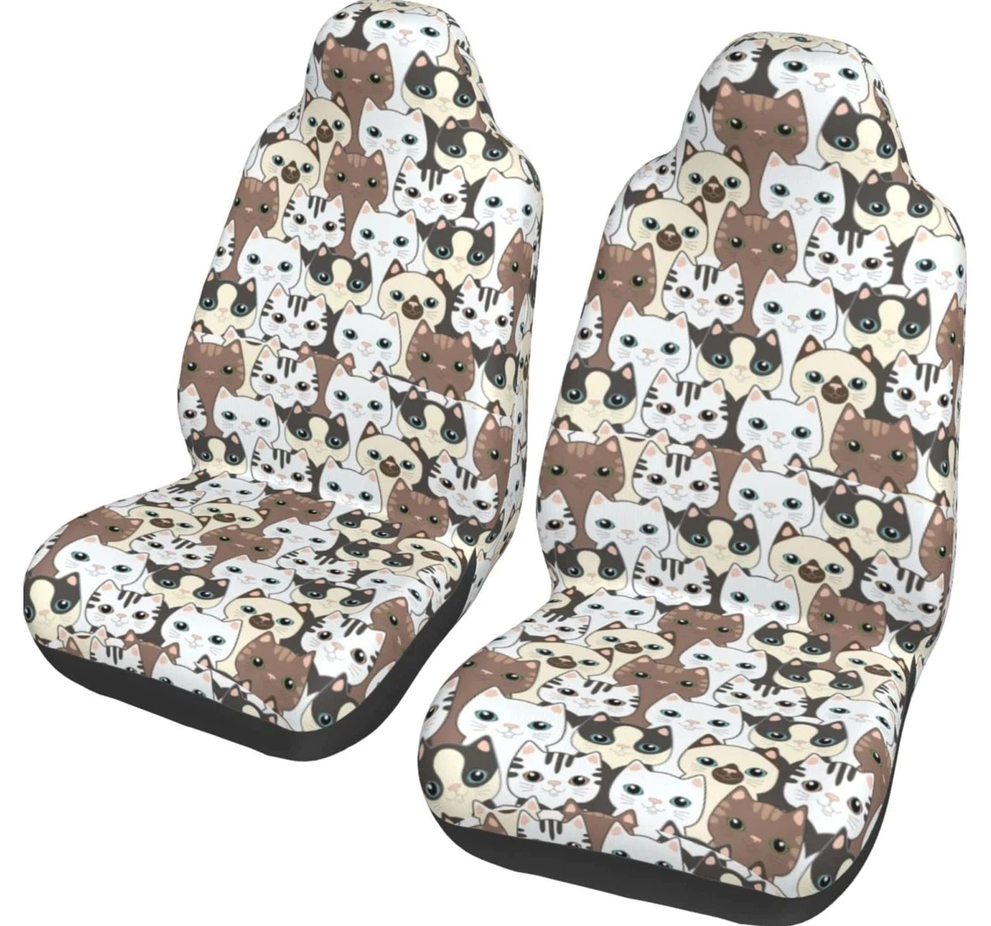 Cat Pattern Universal Front Car Seat Cover