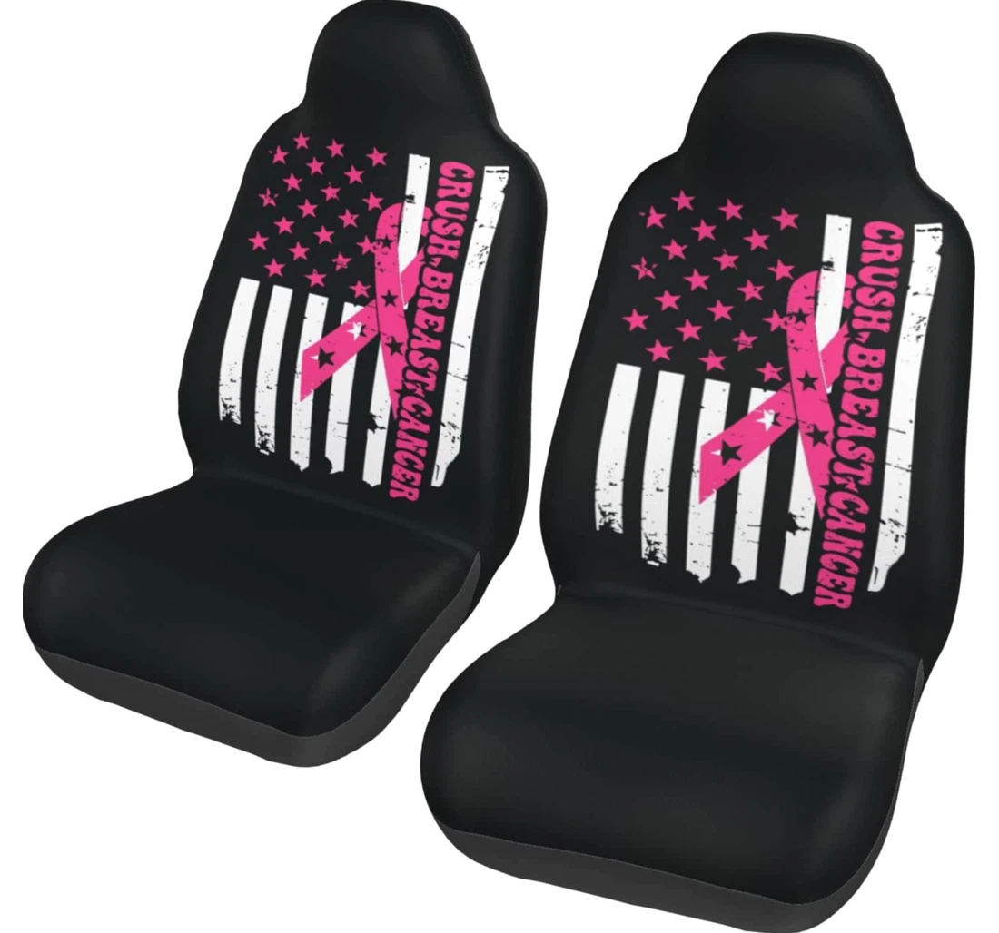 Crush Breast Cancer Awareness Universal Front Car Seat Cover