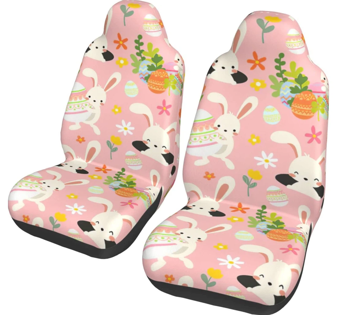 Cute Rabbit Bunny Easter Pattern Universal Front Car Seat Cover