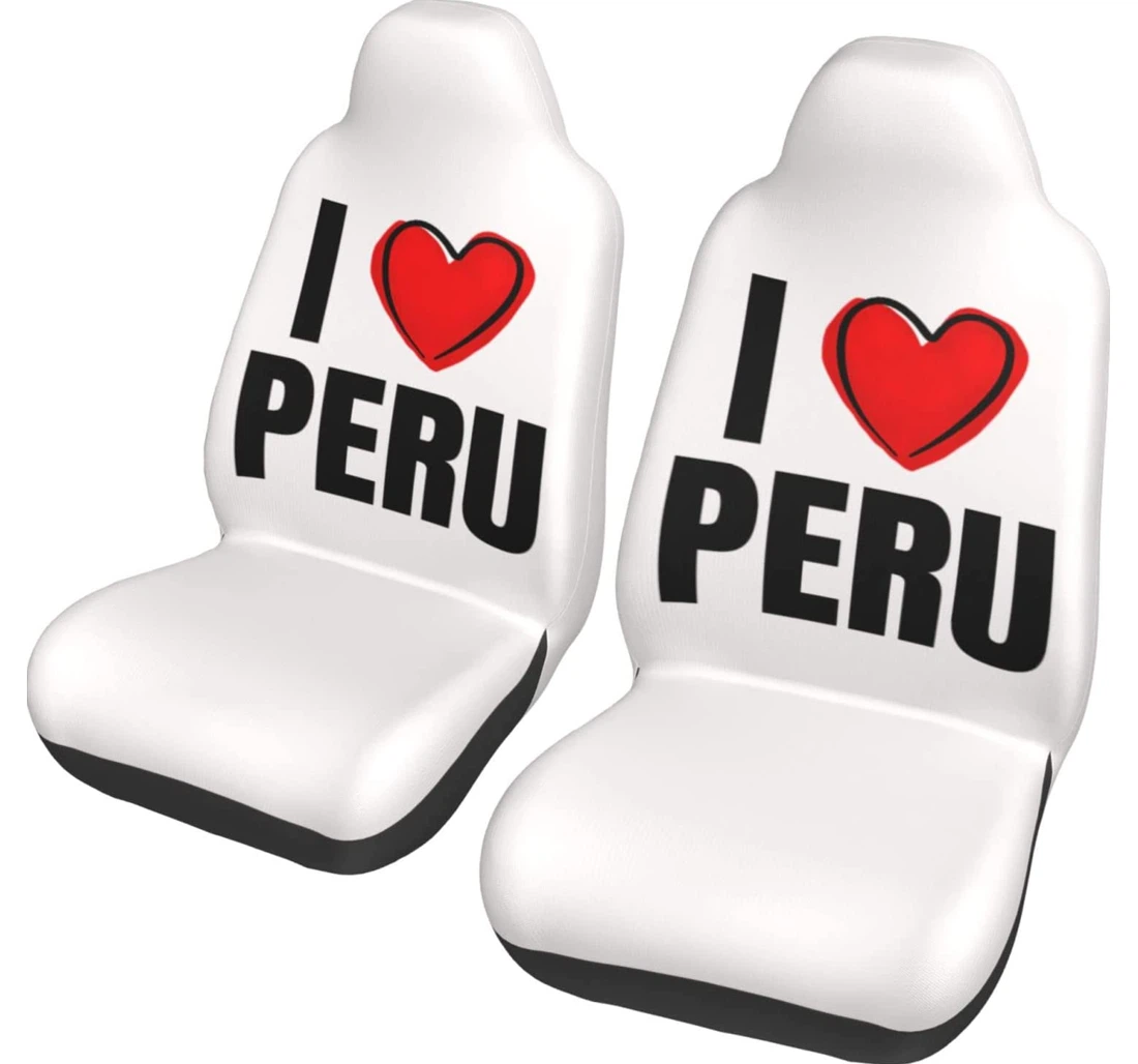 I Love Peru Heart Universal Front Car Seat Cover
