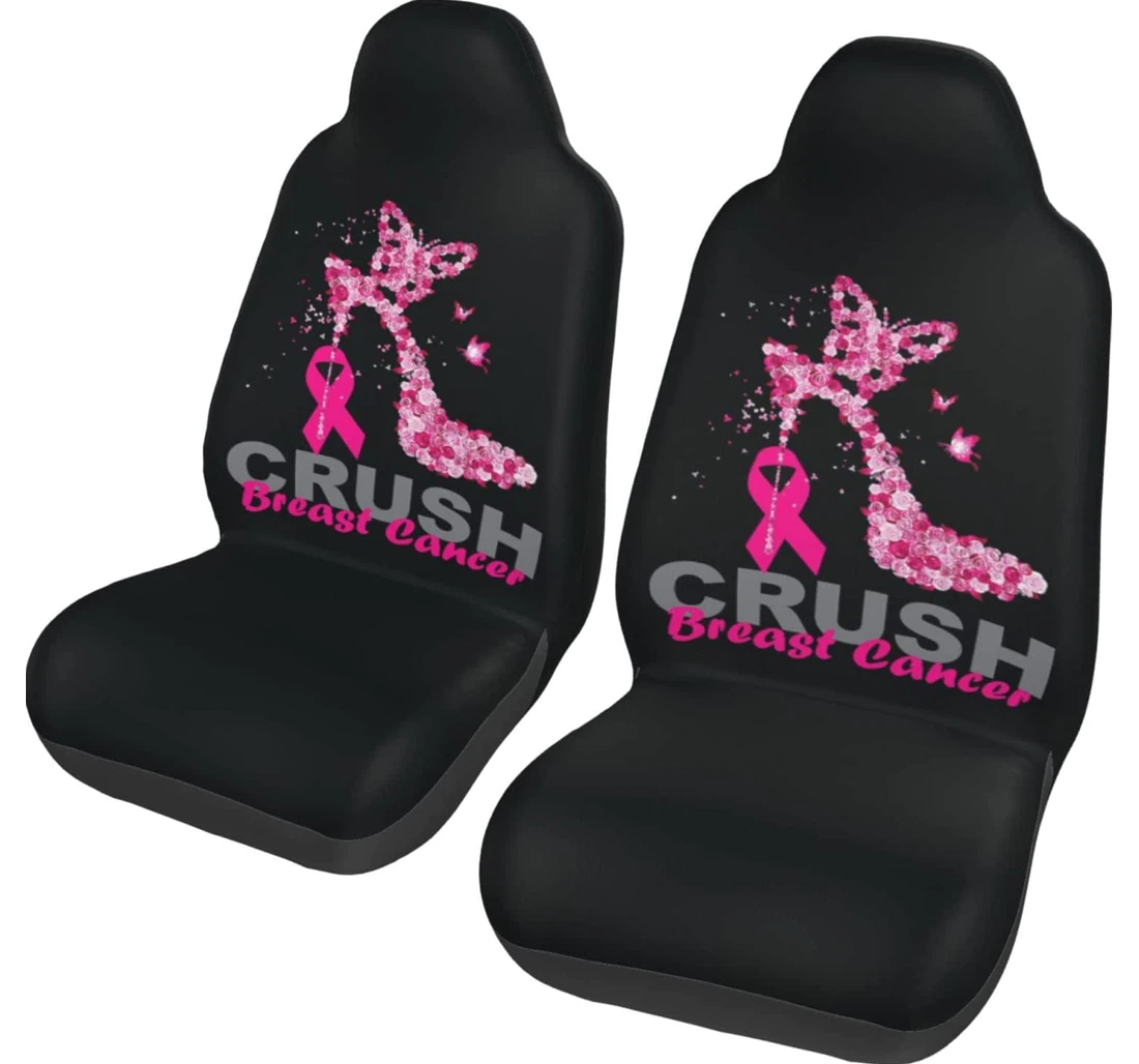 Crush Breast Cancer Awareness Universal Front Car Seat Cover