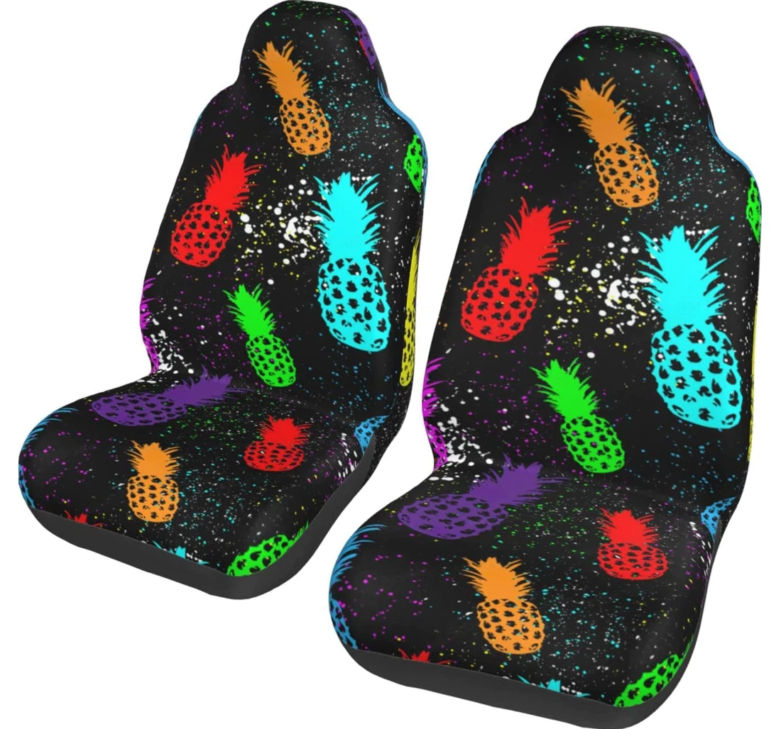 Pineapple Tie Dye Pattern Universal Front Car Seat Cover