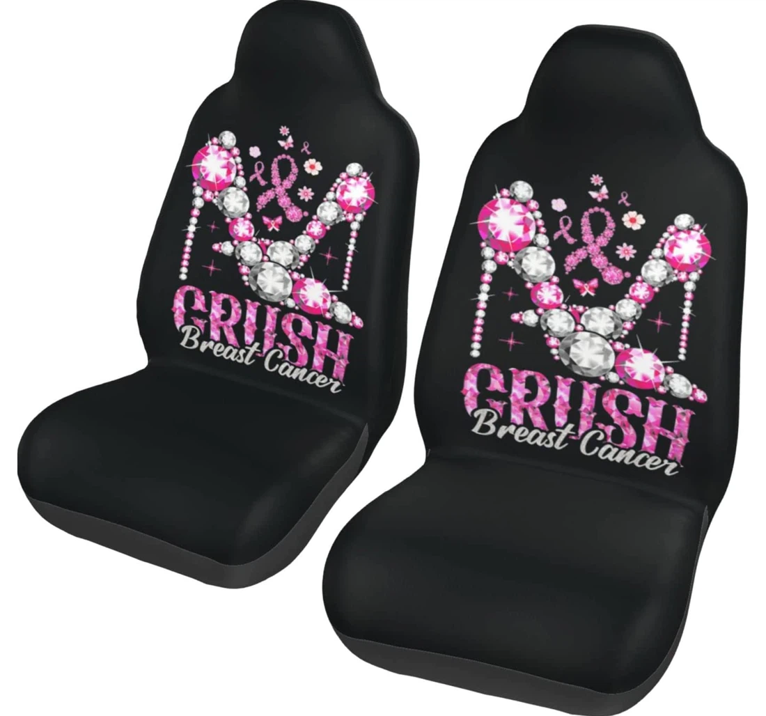 Crush Breast Cancer Awareness Universal Front Car Seat Cover