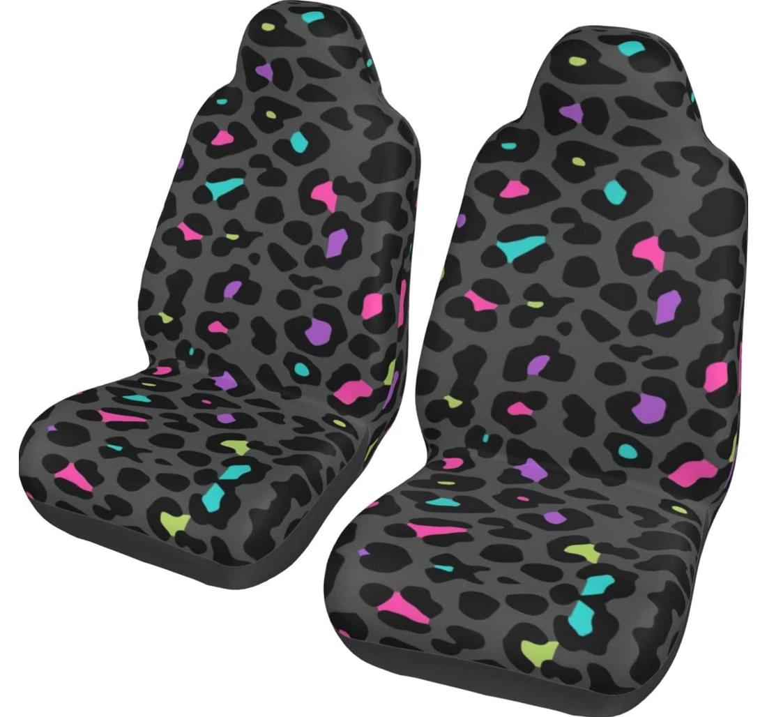 Colored Leopard Universal Front Car Seat Cover