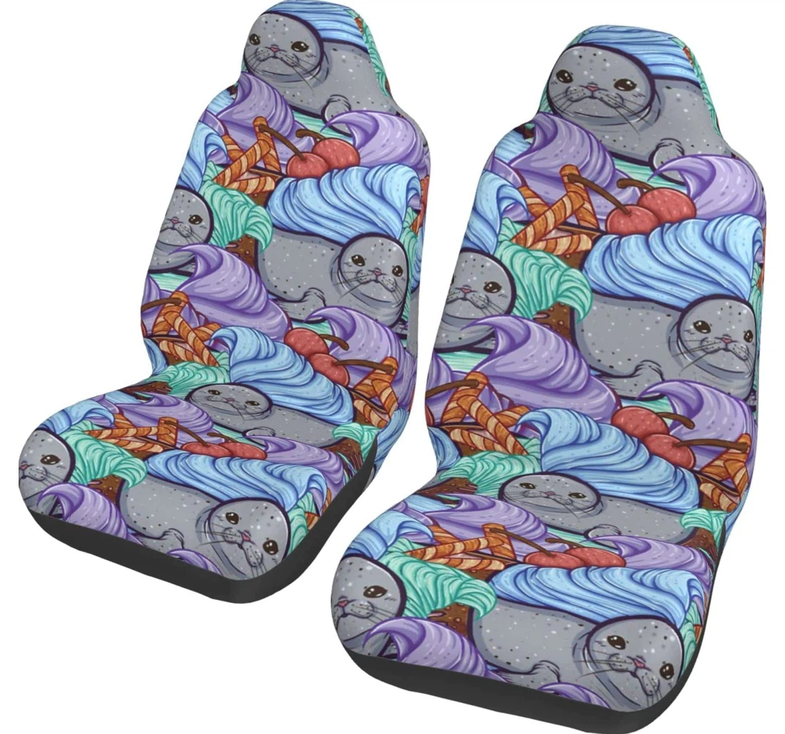 Seal Ice Cream Walrus Universal Front Car Seat Cover