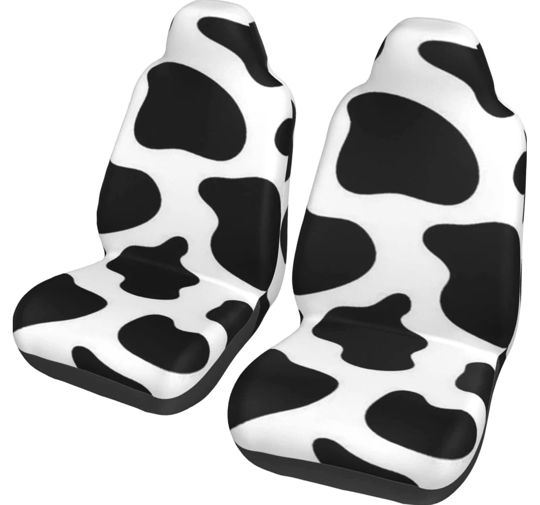 Black And White Cow Universal Front Car Seat Cover