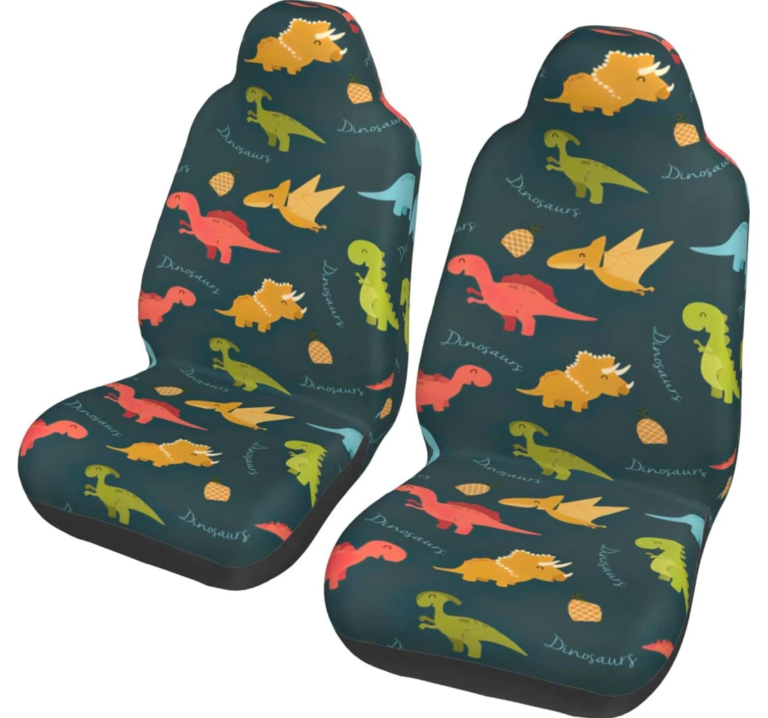 Dinosaur Pineapple Branch Universal Front Car Seat Cover