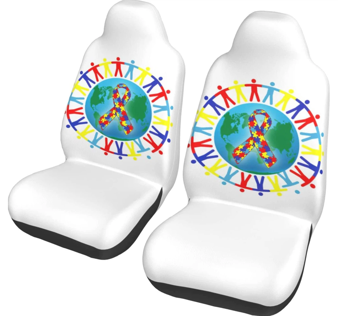 In April We Wear Blue Autism Awareness Universal Front Car Seat Cover