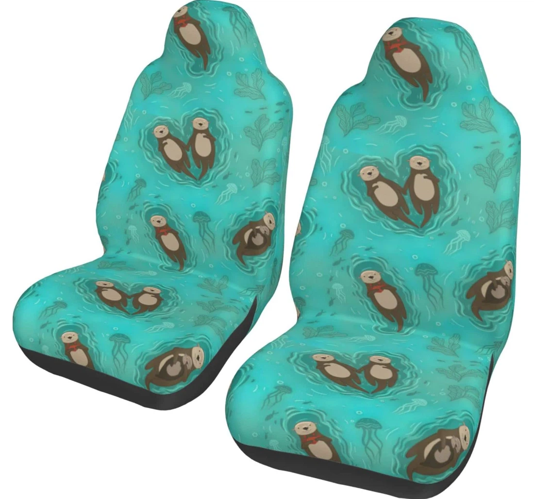 Cute Lovely Otters In The Sea Pattern Universal Front Car Seat Cover