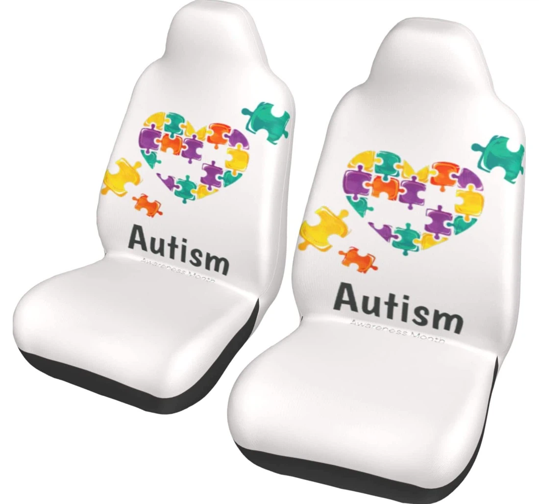 In April We Wear Blue Autism Awareness Universal Front Car Seat Cover