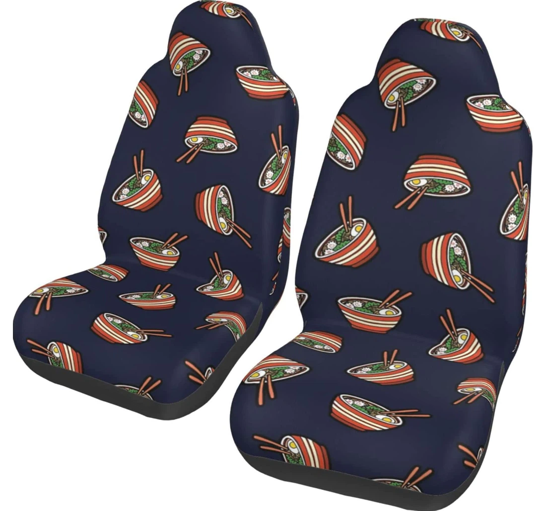 Ramen Noodle Soup Pattern Universal Front Car Seat Cover