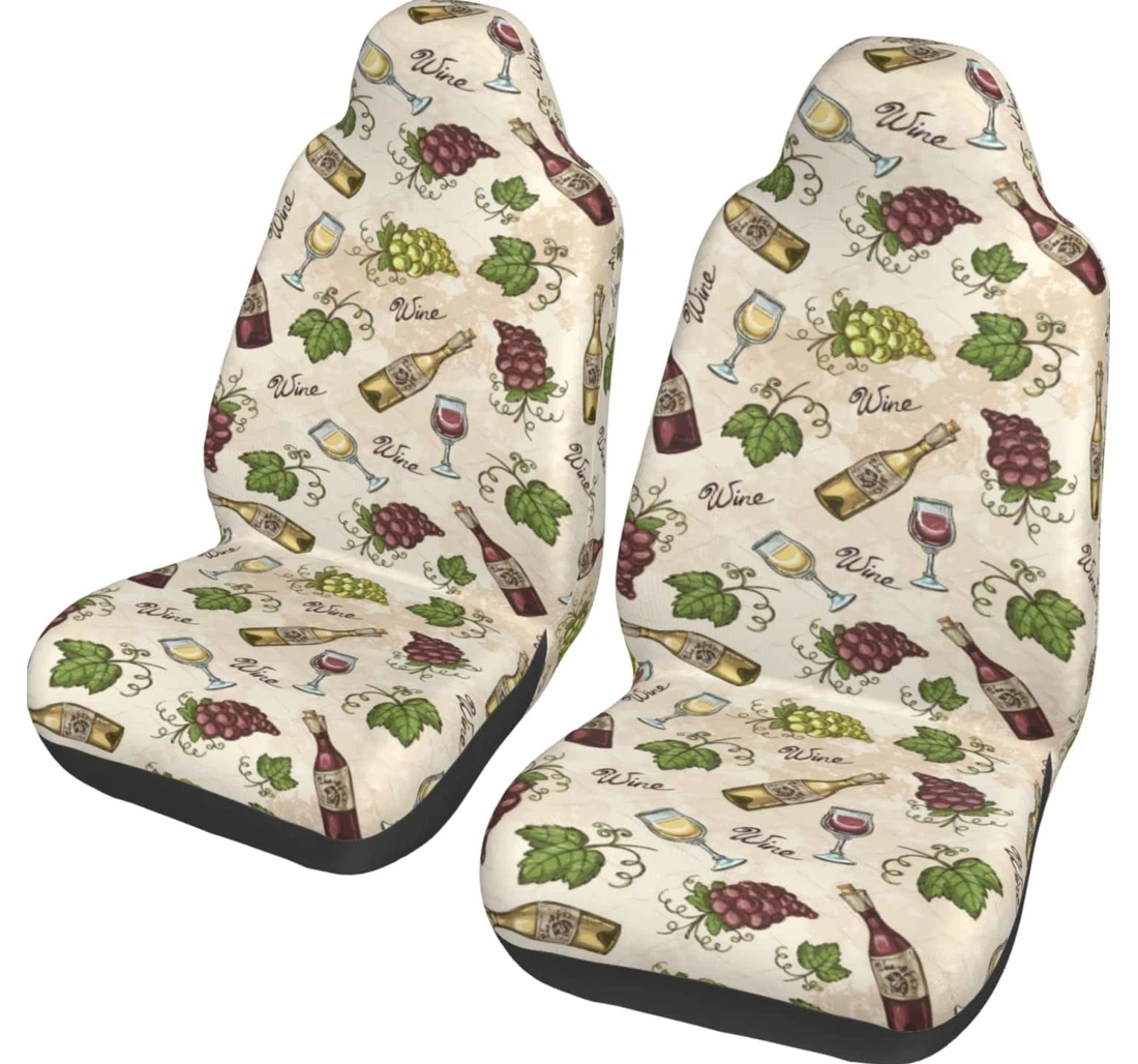Grapes And Wine Universal Front Car Seat Cover