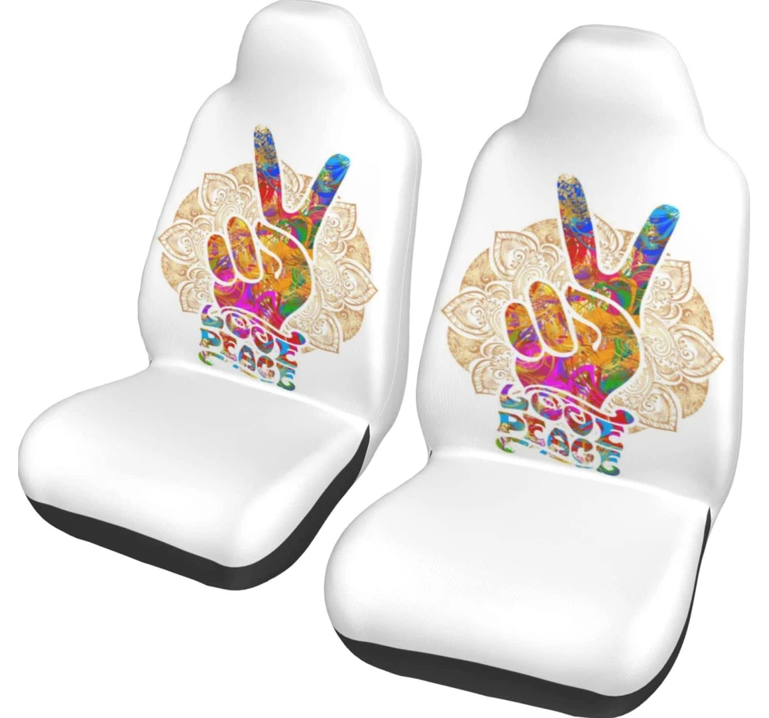 Peace Sign Love 60s 70s Tie Dye Hippie Universal Front Car Seat Cover
