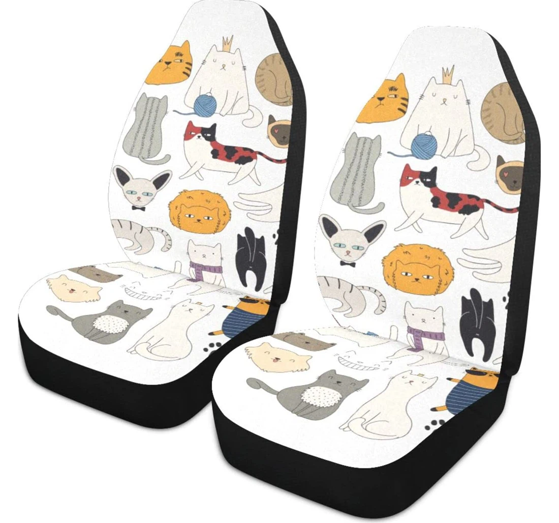 Funny Cartoon Cat Universal Front Car Seat Cover