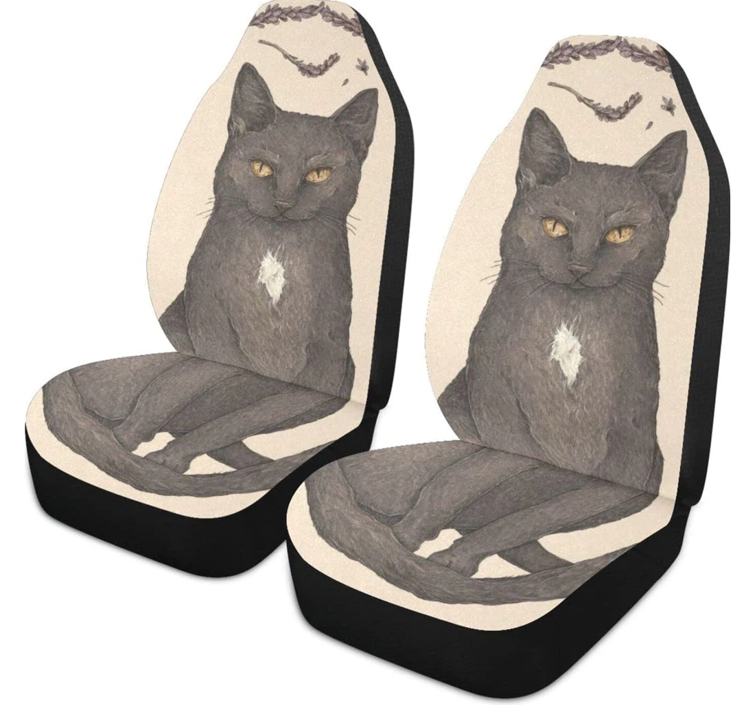 Mysterious Black Cat Universal Front Car Seat Cover