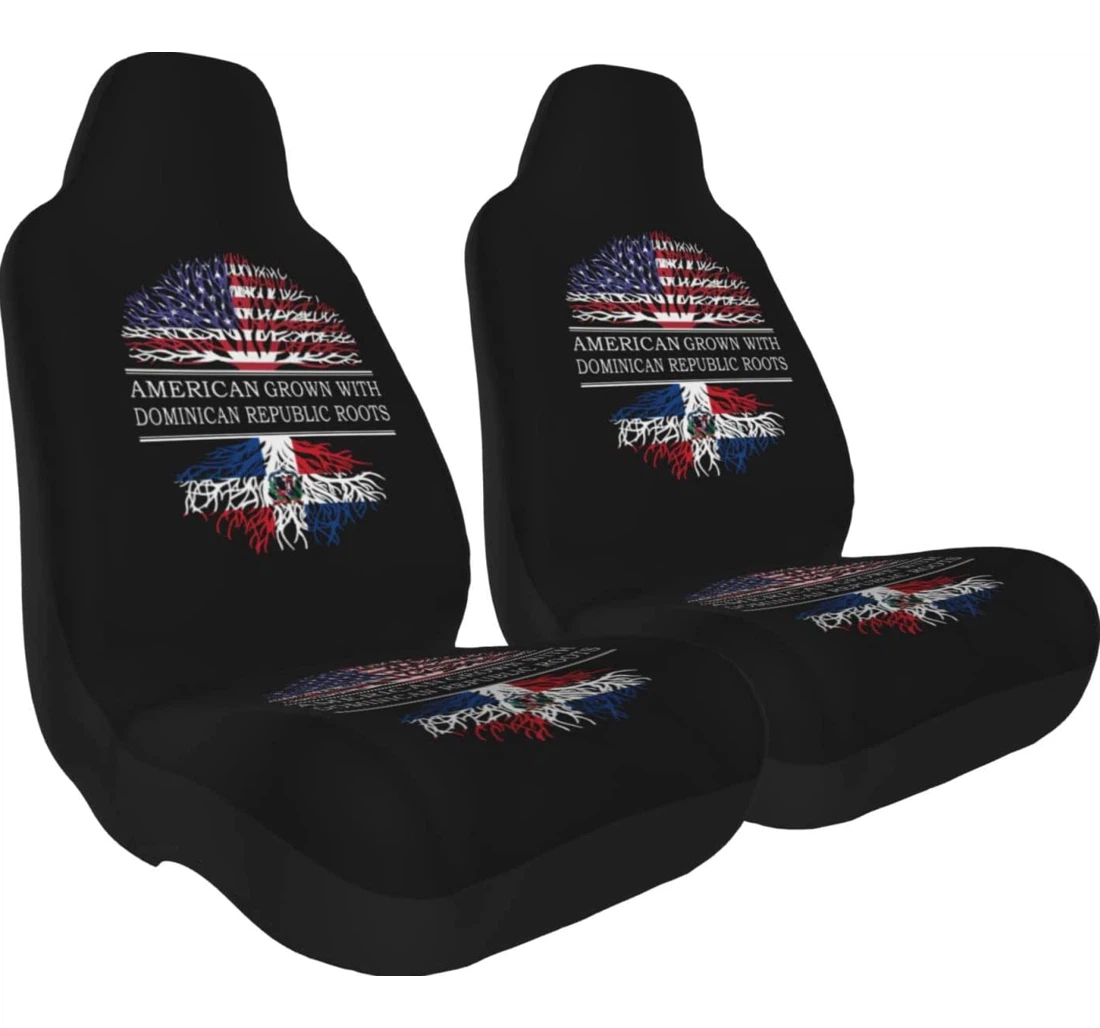 American Grown With Dominican Republic Roots Universal Front Car Seat Cover