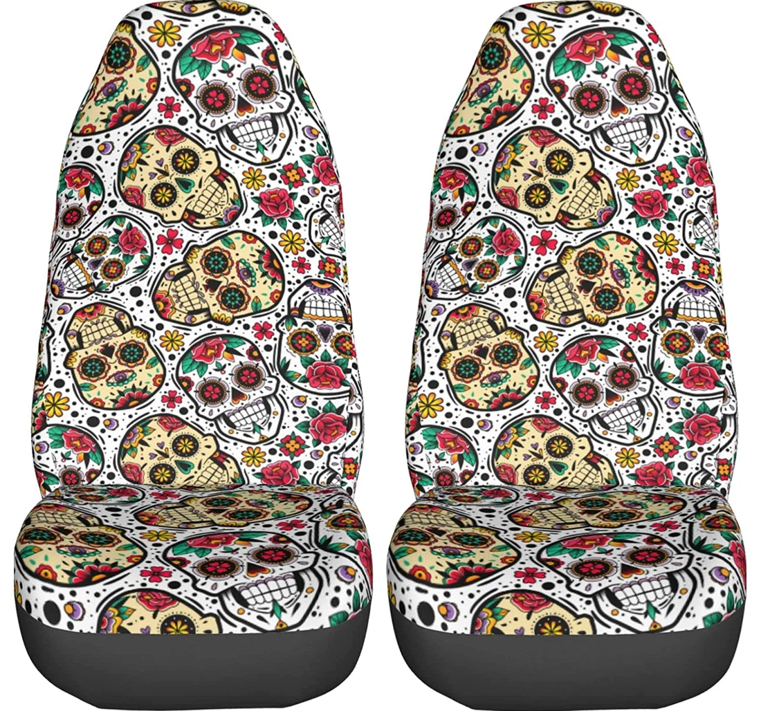 Foruidea Mexican Skulls Trucks Universal Front Car Seat Cover