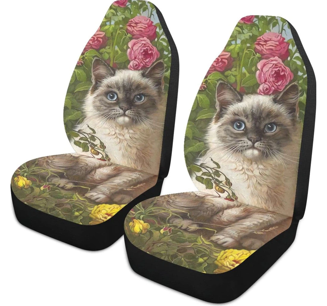 Cat Among Flowers Universal Front Car Seat Cover