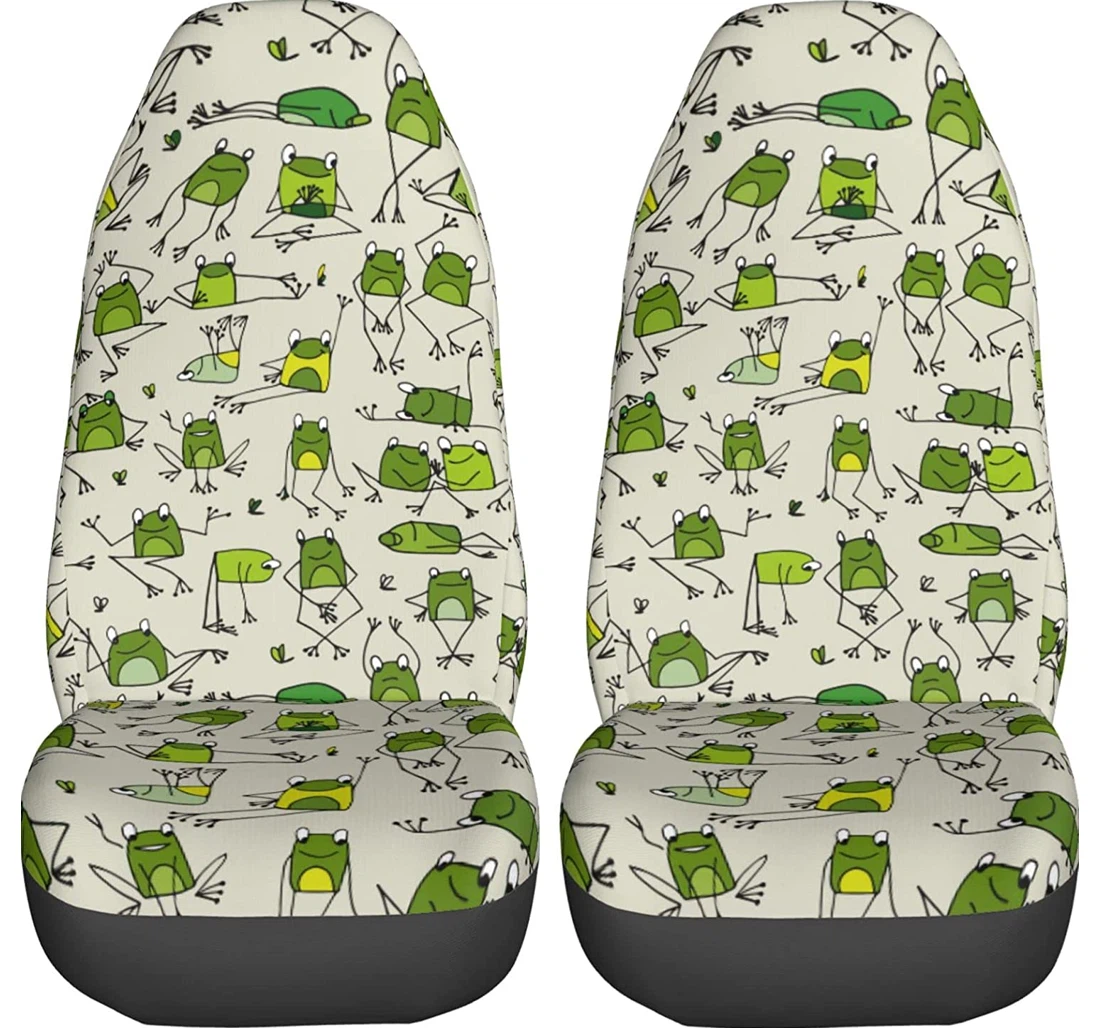 Foruidea Funny Frogs Pattern Trucks Universal Front Car Seat Cover