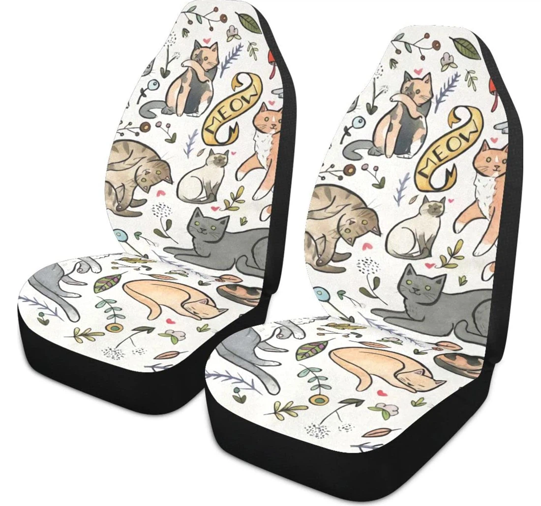 Plants Cats Universal Front Car Seat Cover
