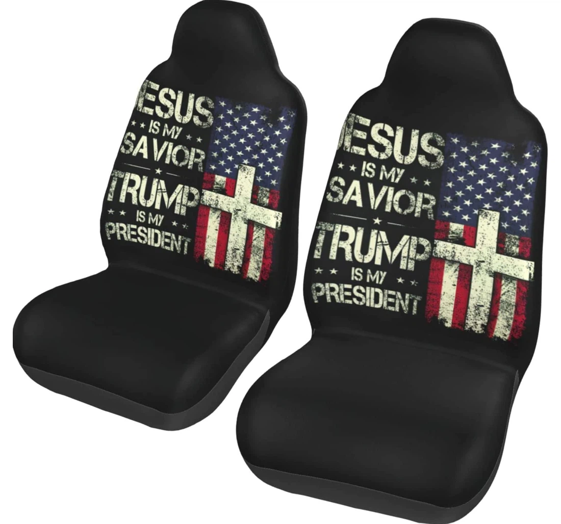Jesus Is My Savior Trump Is My President Universal Front Car Seat Cover