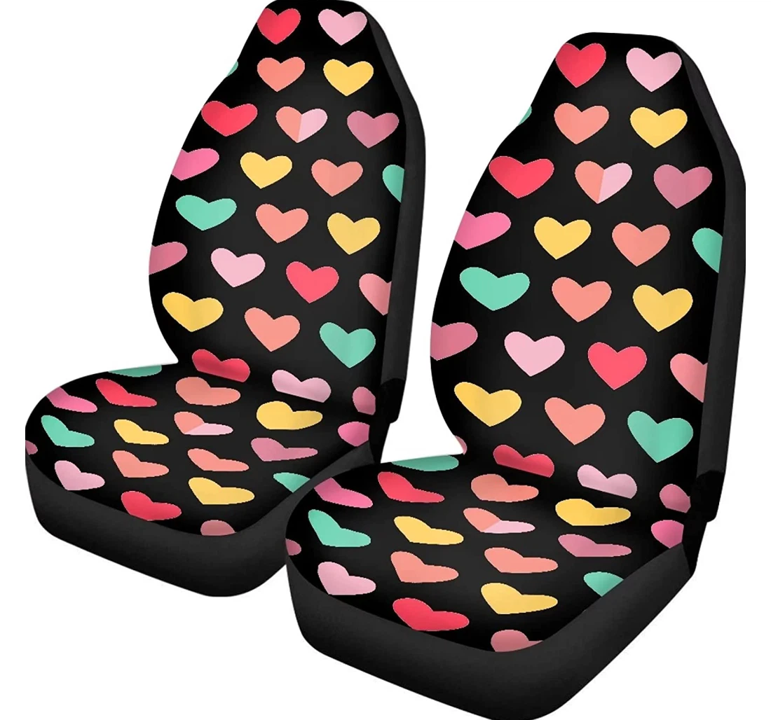 Allcute Cute For Women Hearts Washable To Comfort Non-slip Automotive Unique Universal Front Car Seat Cover