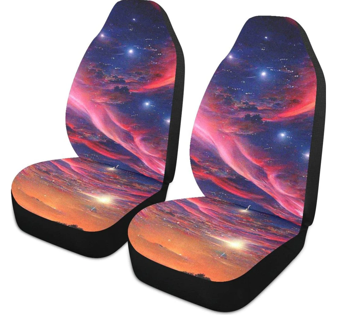 Red Sunset Clouds Universal Front Car Seat Cover