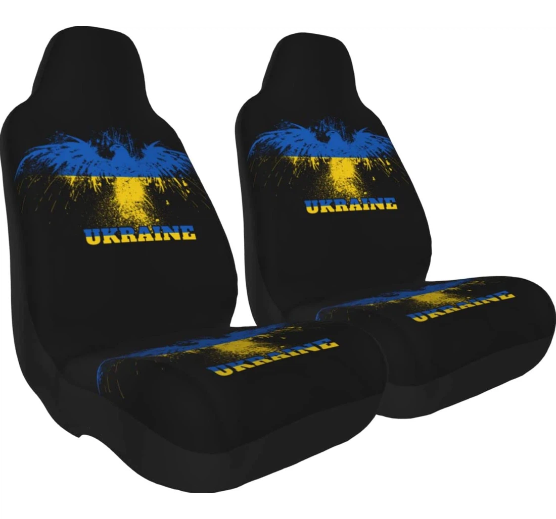 Ukraine Flag American Eagle Universal Front Car Seat Cover