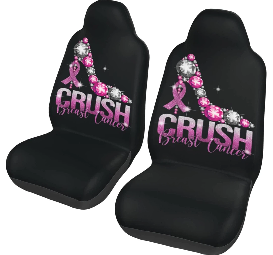 Crush Breast Cancer Awareness Universal Front Car Seat Cover