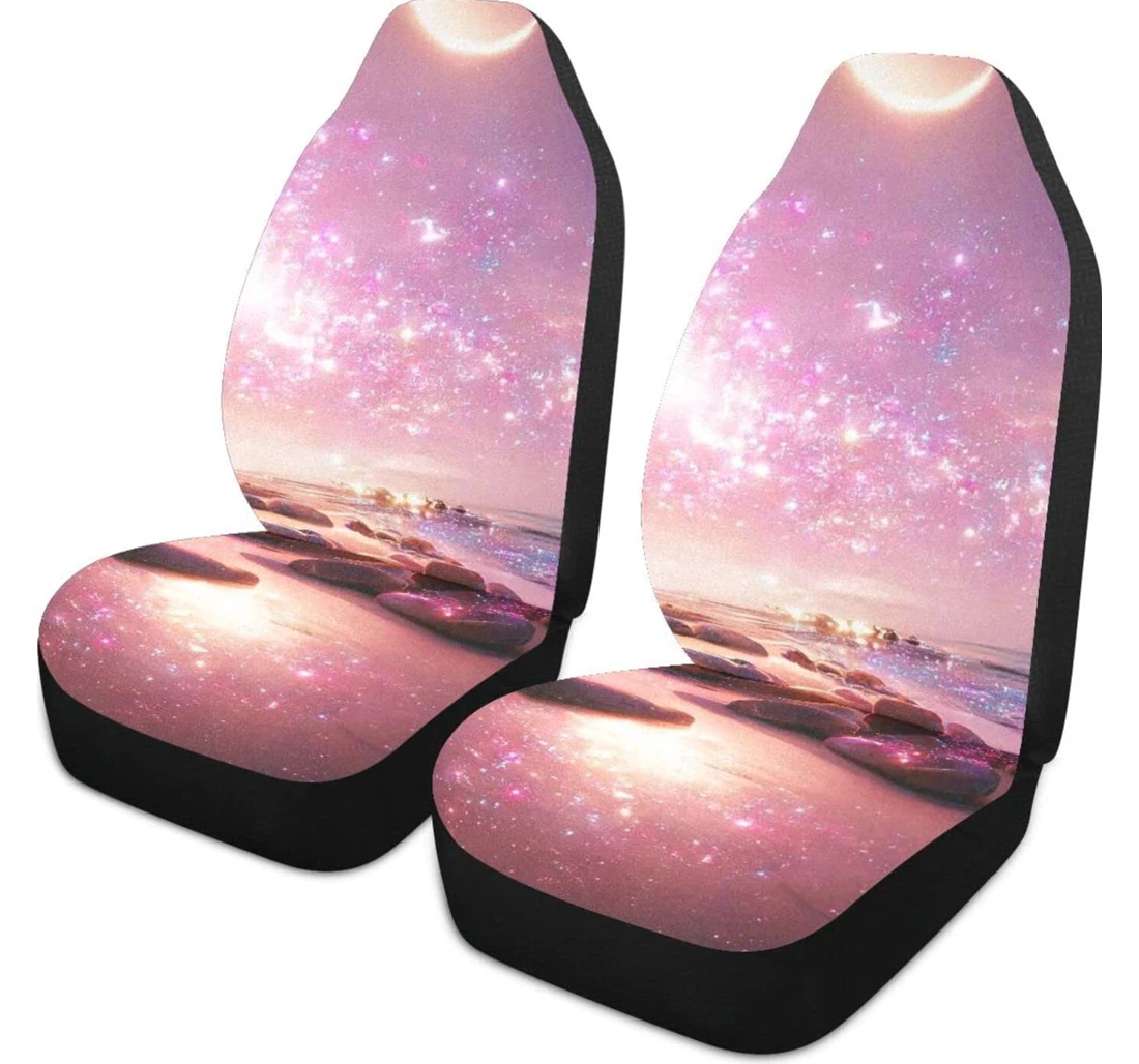 Beautiful Pink Beach Universal Front Car Seat Cover