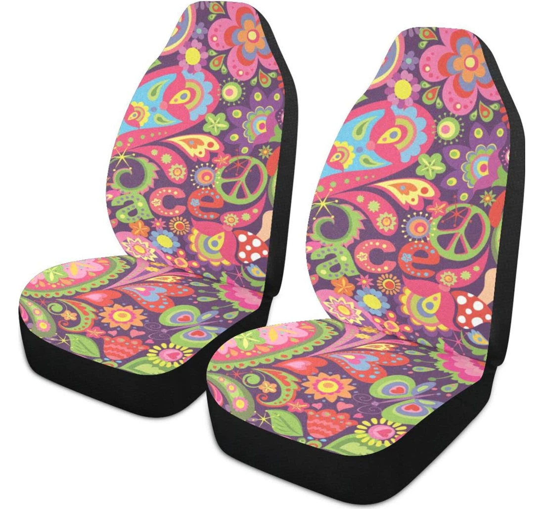 Peace Symbol Peace Sign Paisley Universal Front Car Seat Cover
