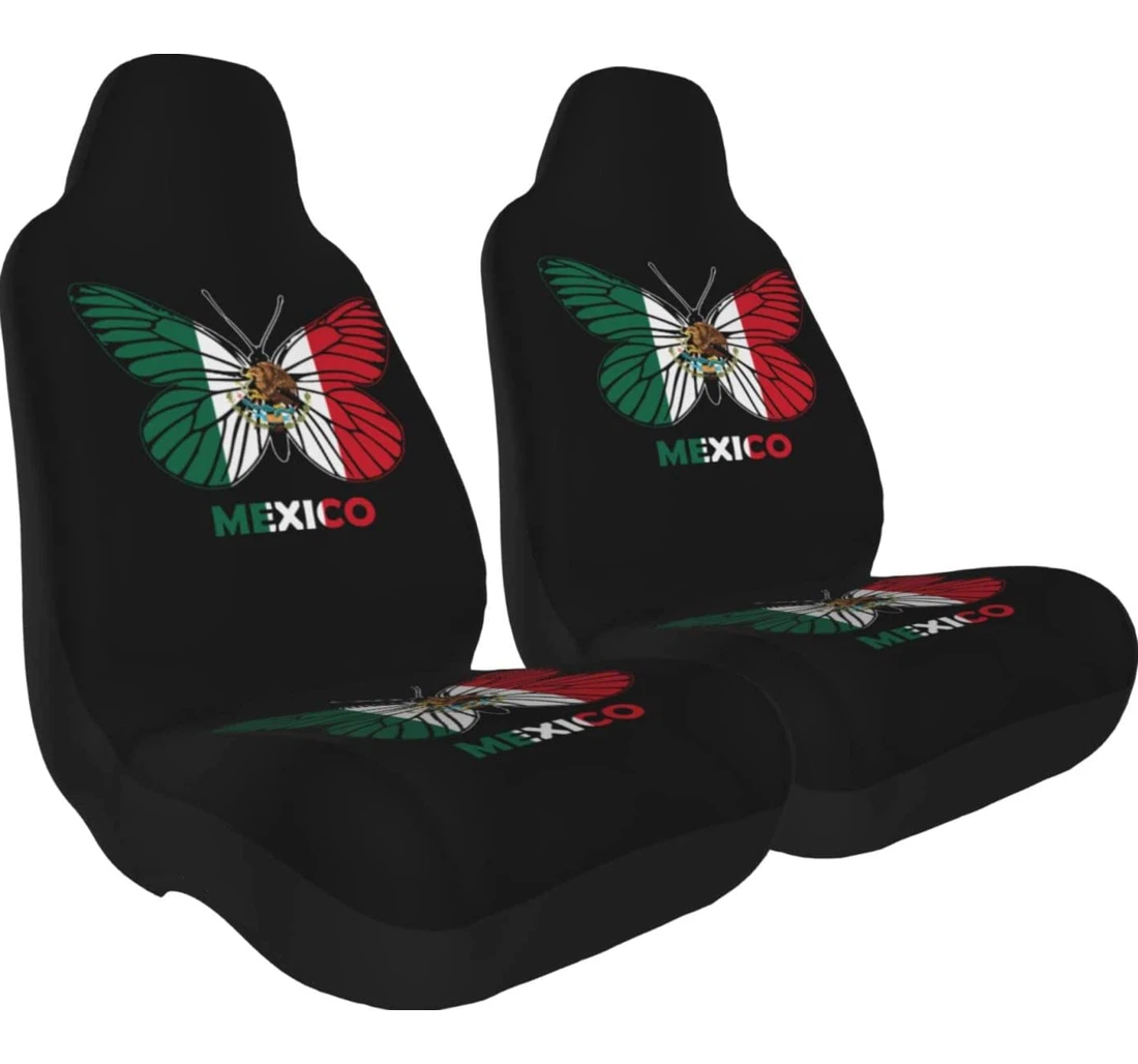 Mexico Flag Butterfly Thicken Universal Front Car Seat Cover