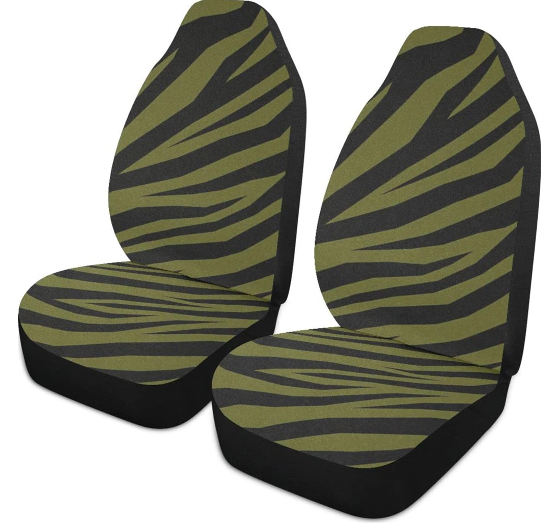 Green Zebra Pattern Universal Front Car Seat Cover