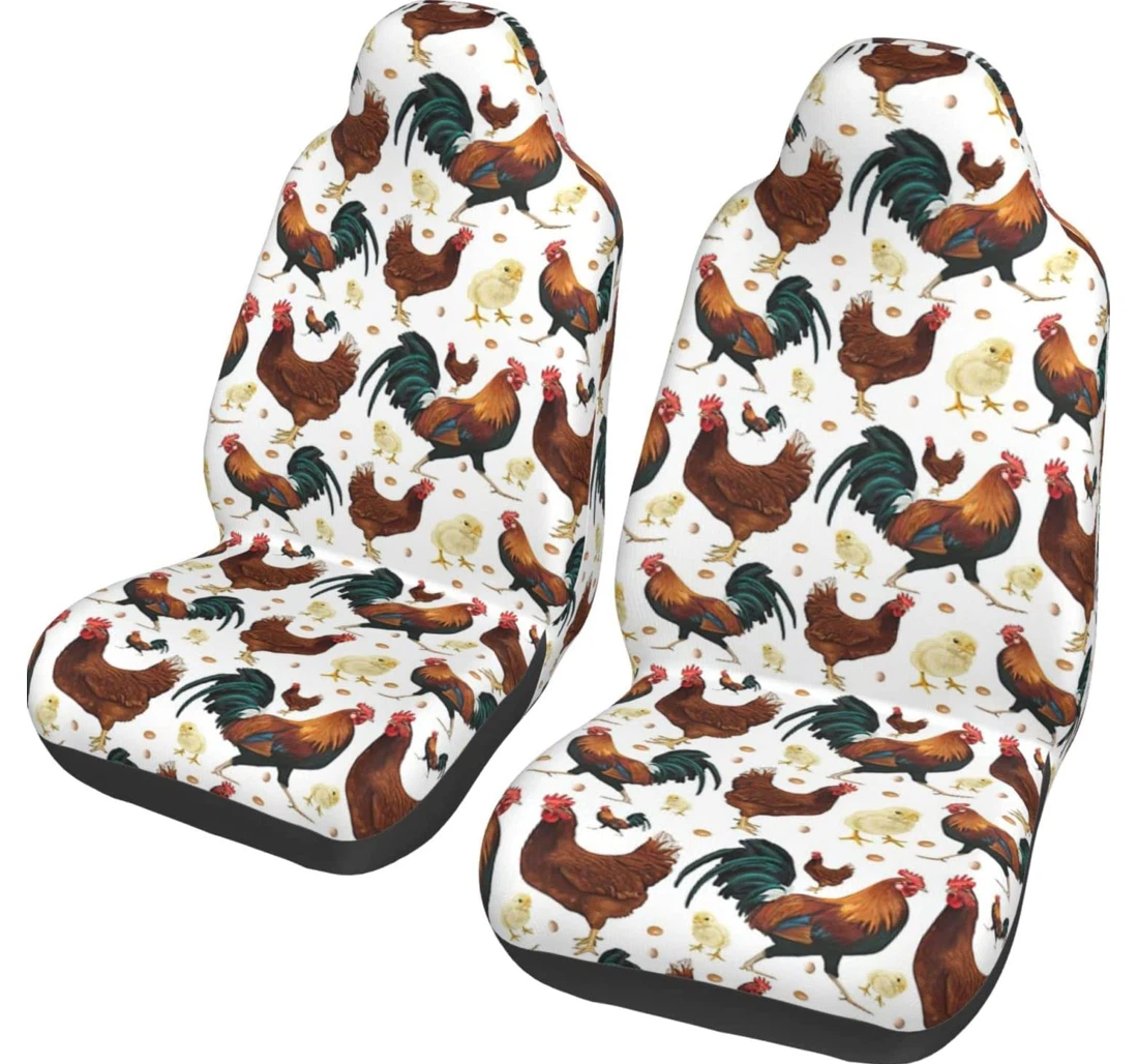 Chickens Pattern Universal Front Car Seat Cover
