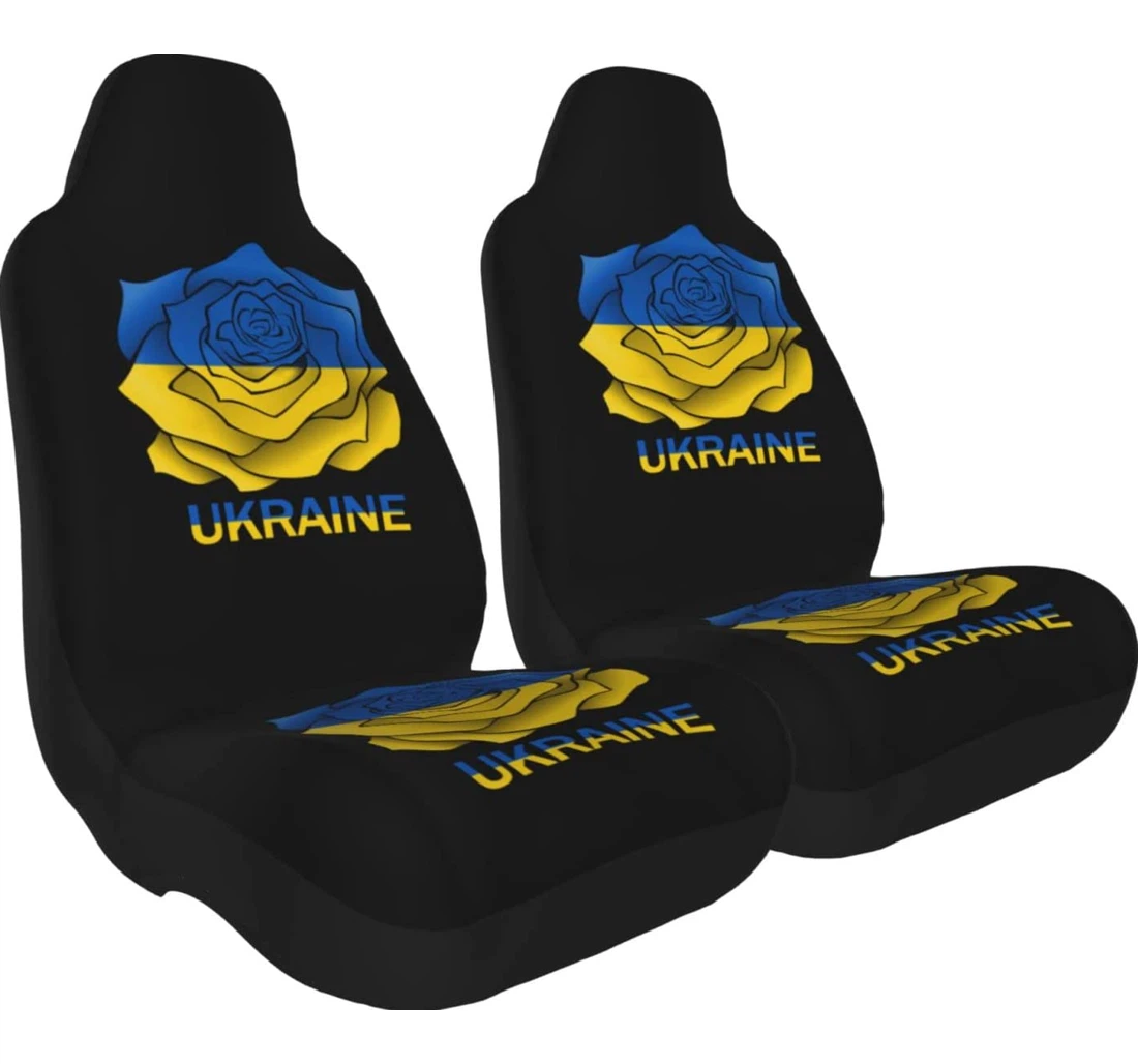 Ukraine Flag Roses Universal Front Car Seat Cover
