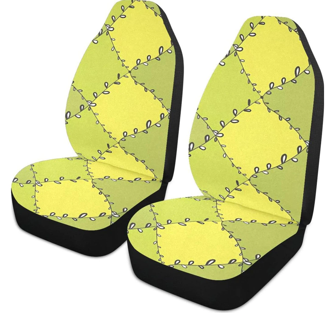Geometric Yellow Greenn Universal Front Car Seat Cover