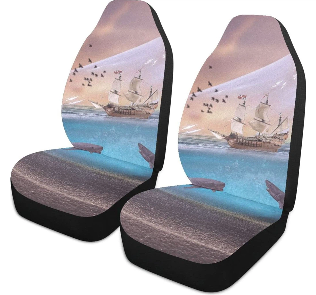 Shark Boat Desert Bird Universal Front Car Seat Cover
