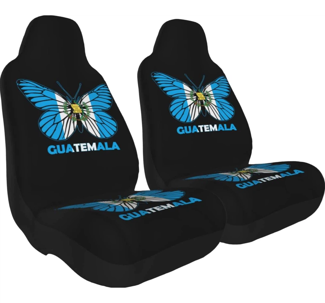 Guatemala Flag Butterfly Thicken Universal Front Car Seat Cover