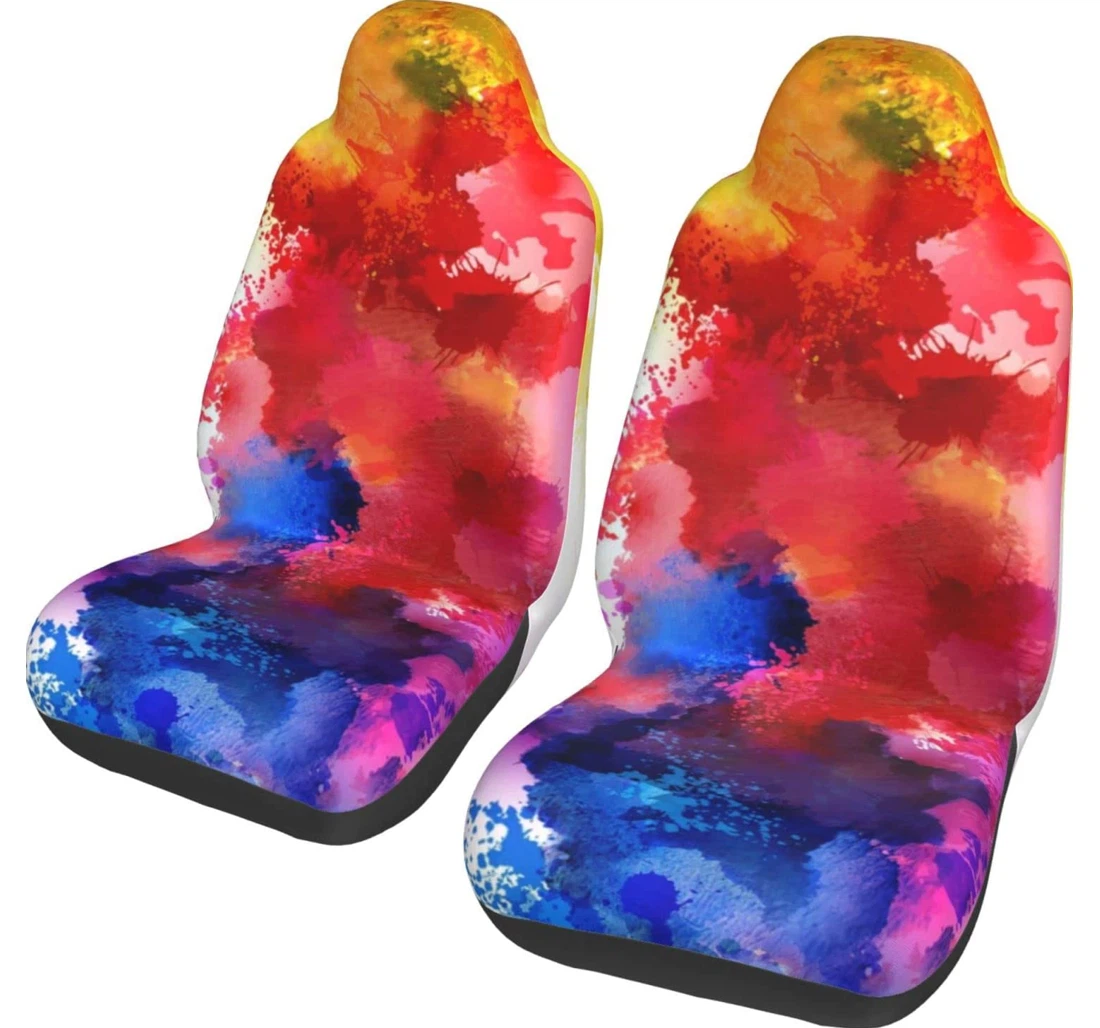 Funny Paint Drop Splatter Colorful Universal Front Car Seat Cover