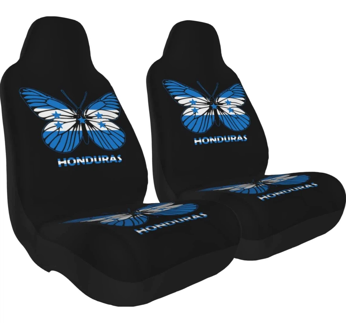 Honduras Flag Butterfly Thicken Universal Front Car Seat Cover