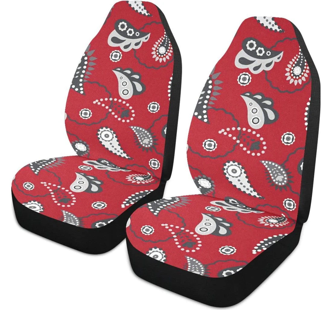 Peris Red Pattern Universal Front Car Seat Cover