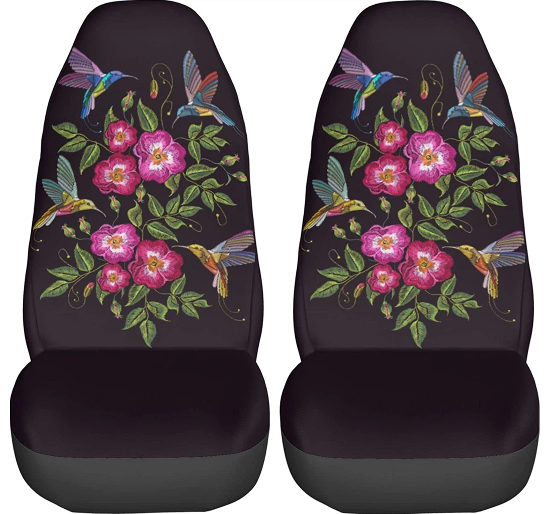 Foruidea Hummingbird Rose Flowers Spring Trucks Universal Front Car Seat Cover