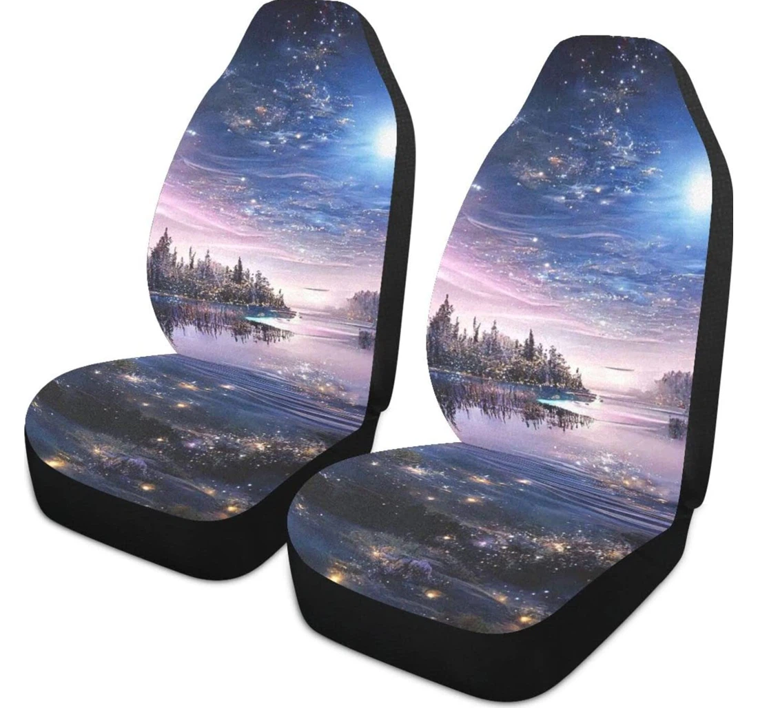 The Lake Reflects The Beautiful Starry Sky Universal Front Car Seat Cover