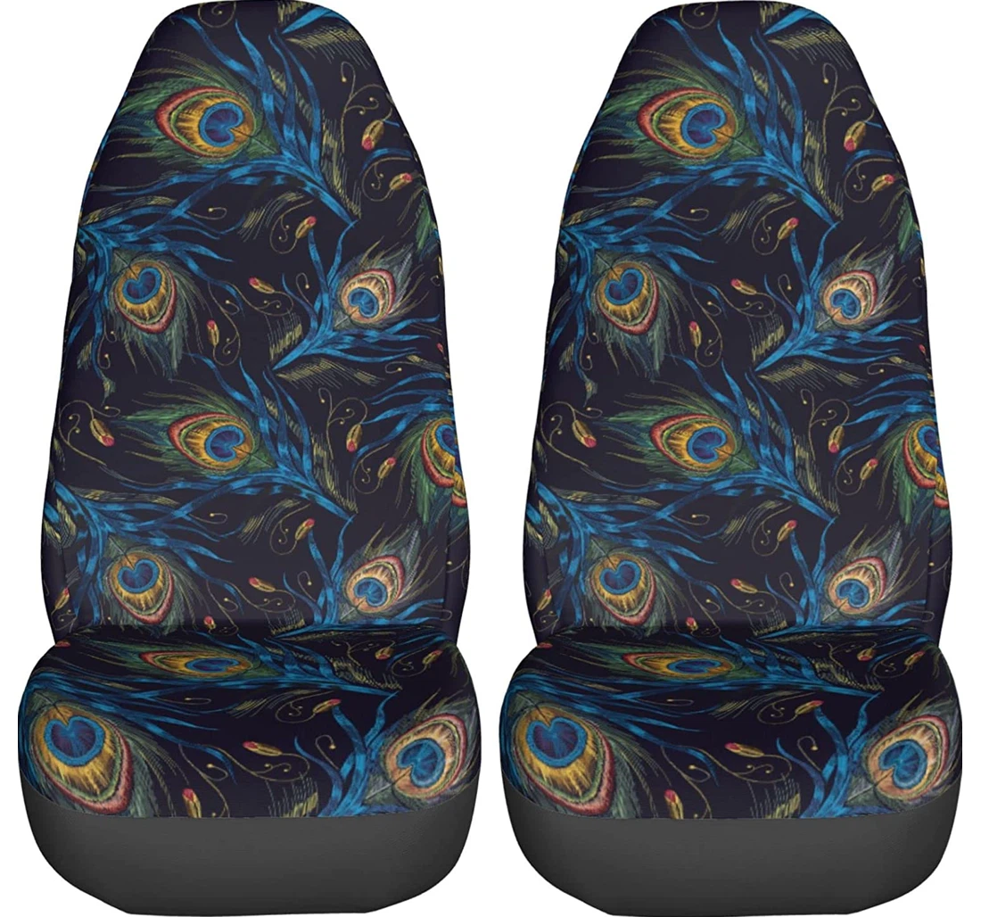 Foruidea Peacocks Tails Trucks Universal Front Car Seat Cover