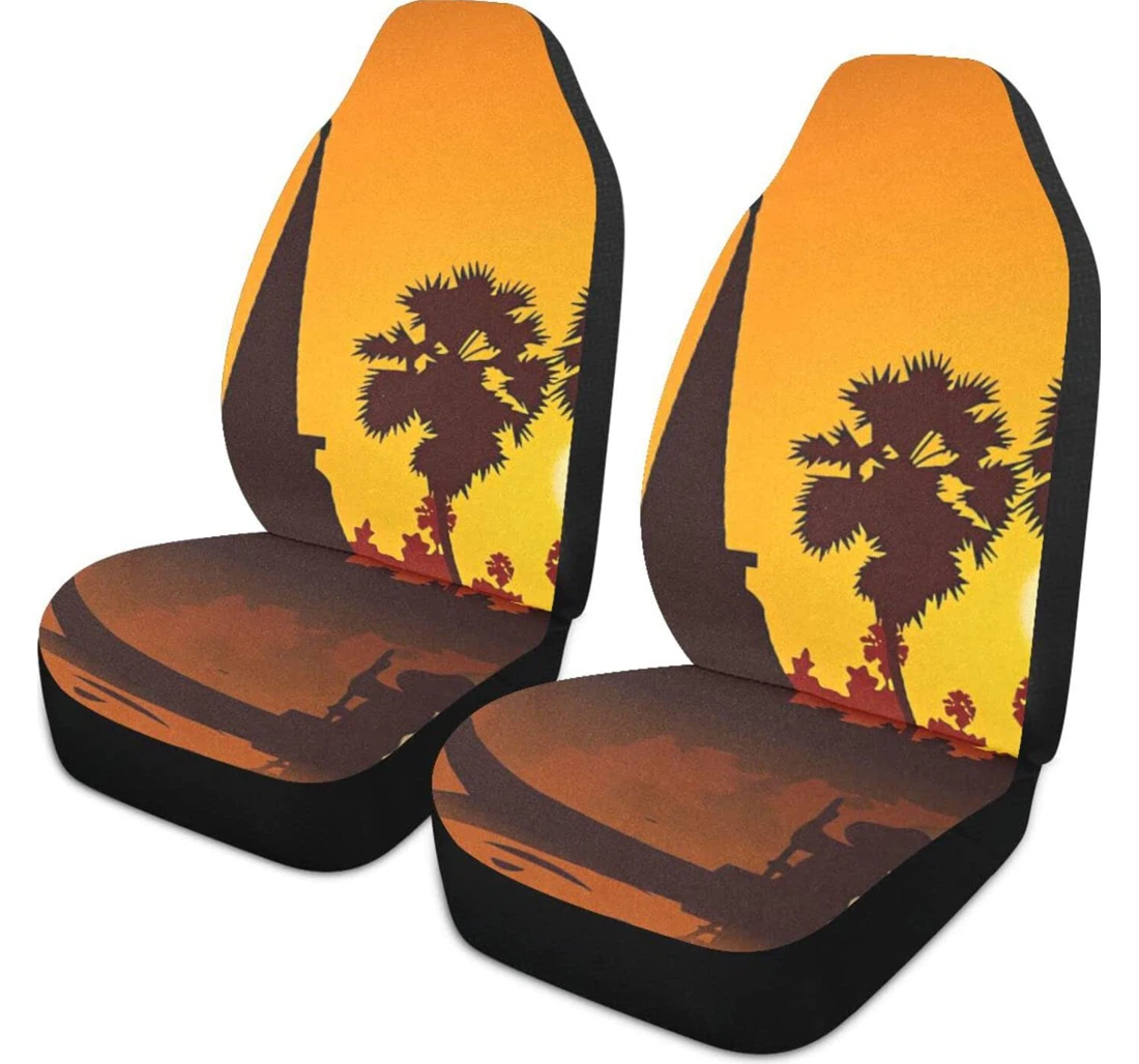 Meditate Buddhist Sunset Universal Front Car Seat Cover