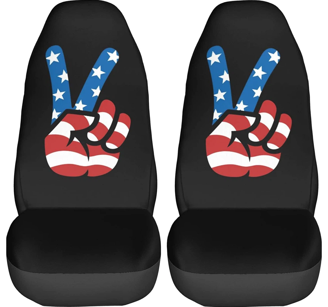 Foruidea Black American Flag Peace Sign Hand Trucks Universal Front Car Seat Cover
