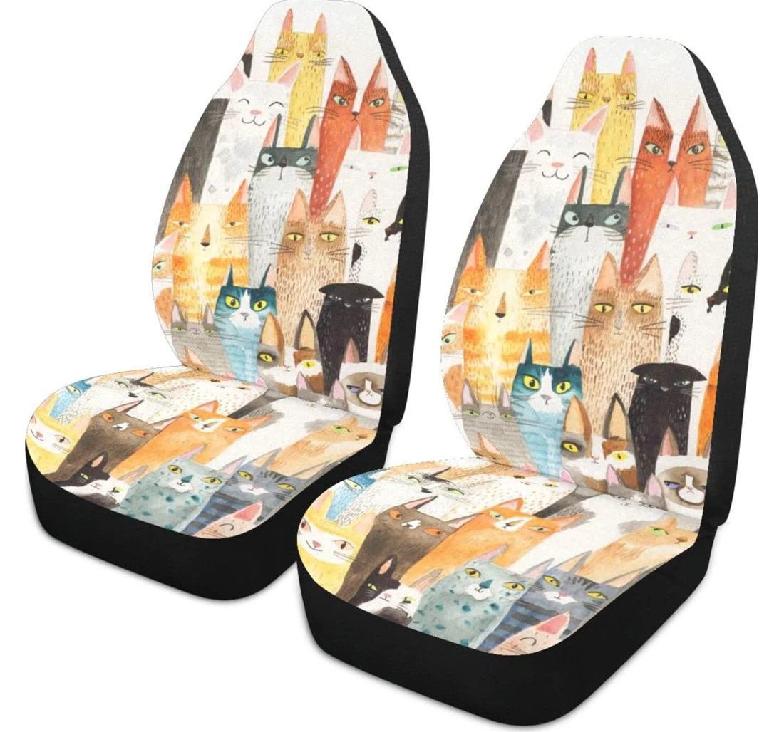 Cartoon Cat Universal Front Car Seat Cover