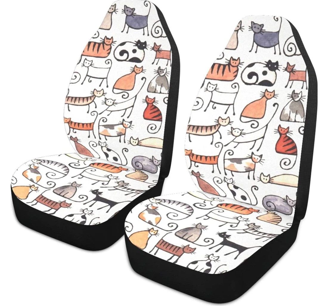 Funny Stick Cat Universal Front Car Seat Cover