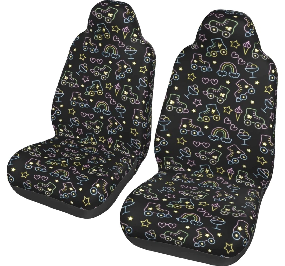 Neon Sign Roller Skate Universal Front Car Seat Cover