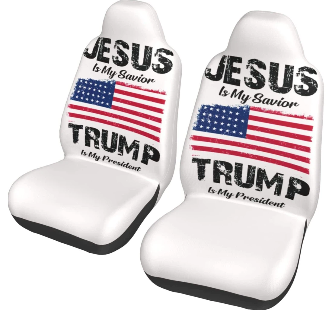Jesus Is My Savior Trump Is My President Universal Front Car Seat Cover